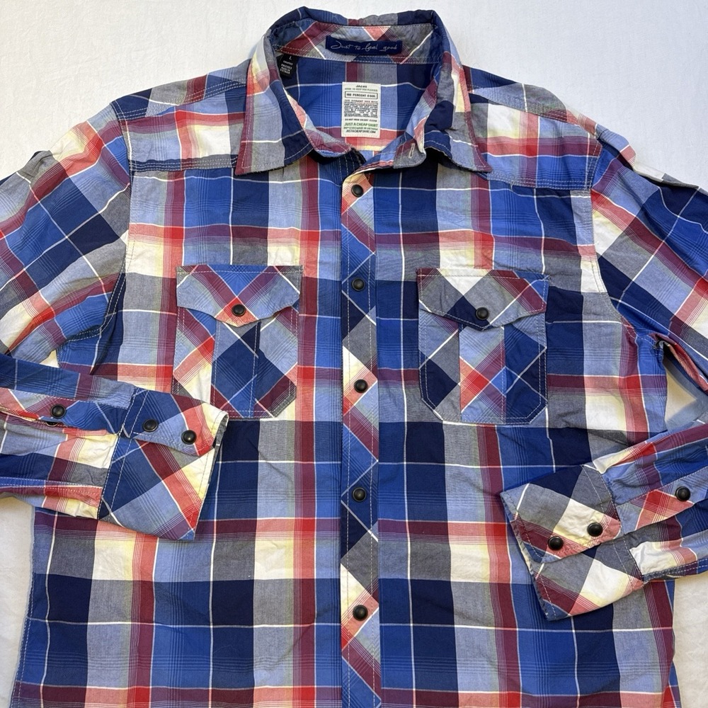Jachs NY SHIRT Mens LARGE CHECK Plaid Pearl Snap Western L/S COWBOY